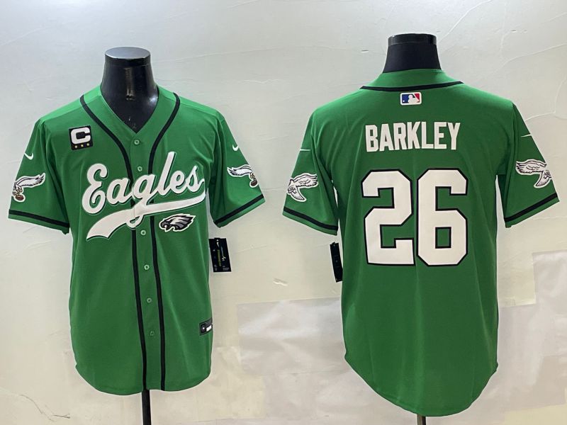 Men Philadelphia Eagles 26 Barkley Green three generations Jointly Name 2025 Nike Limited NFL Jersey style 22